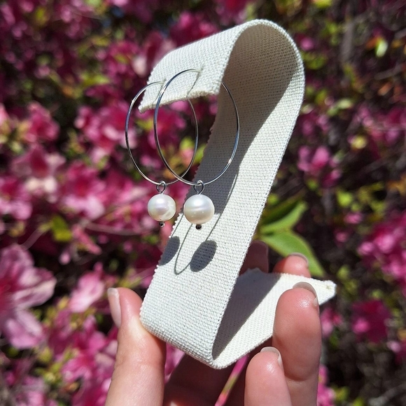 Freshwater Pearl Hoop Earrings ~ Artisan Jewelry - Picture 7 of 7